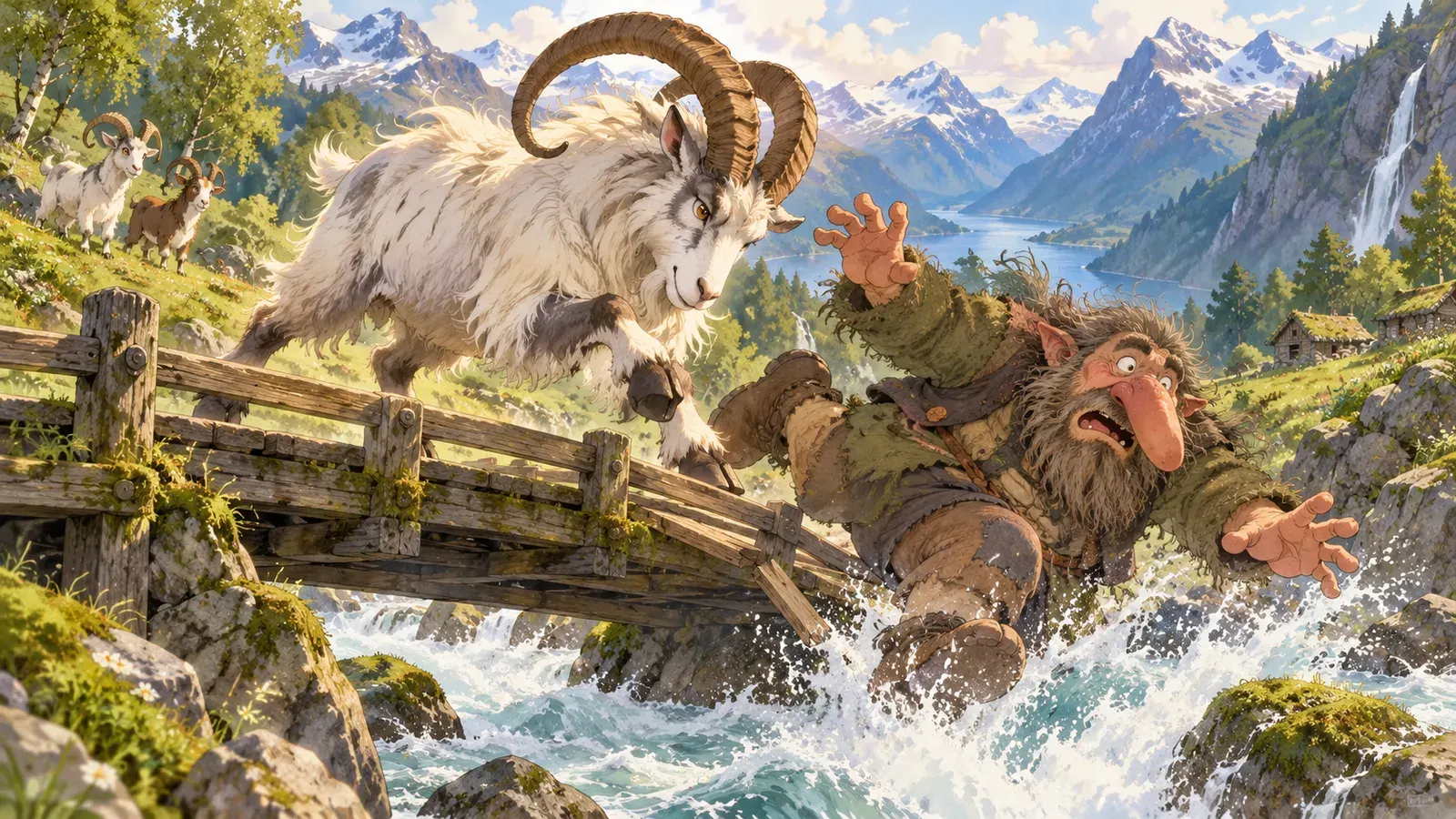 The Three Billy Goats Gruff(三びきのやぎのがらがらどん)の挿絵