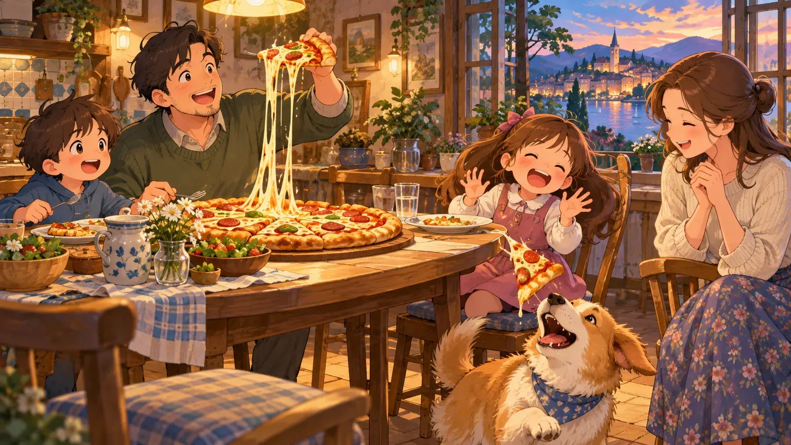 Dad's Pizza Joke(お父さんのピザ・ジョーク)の挿絵