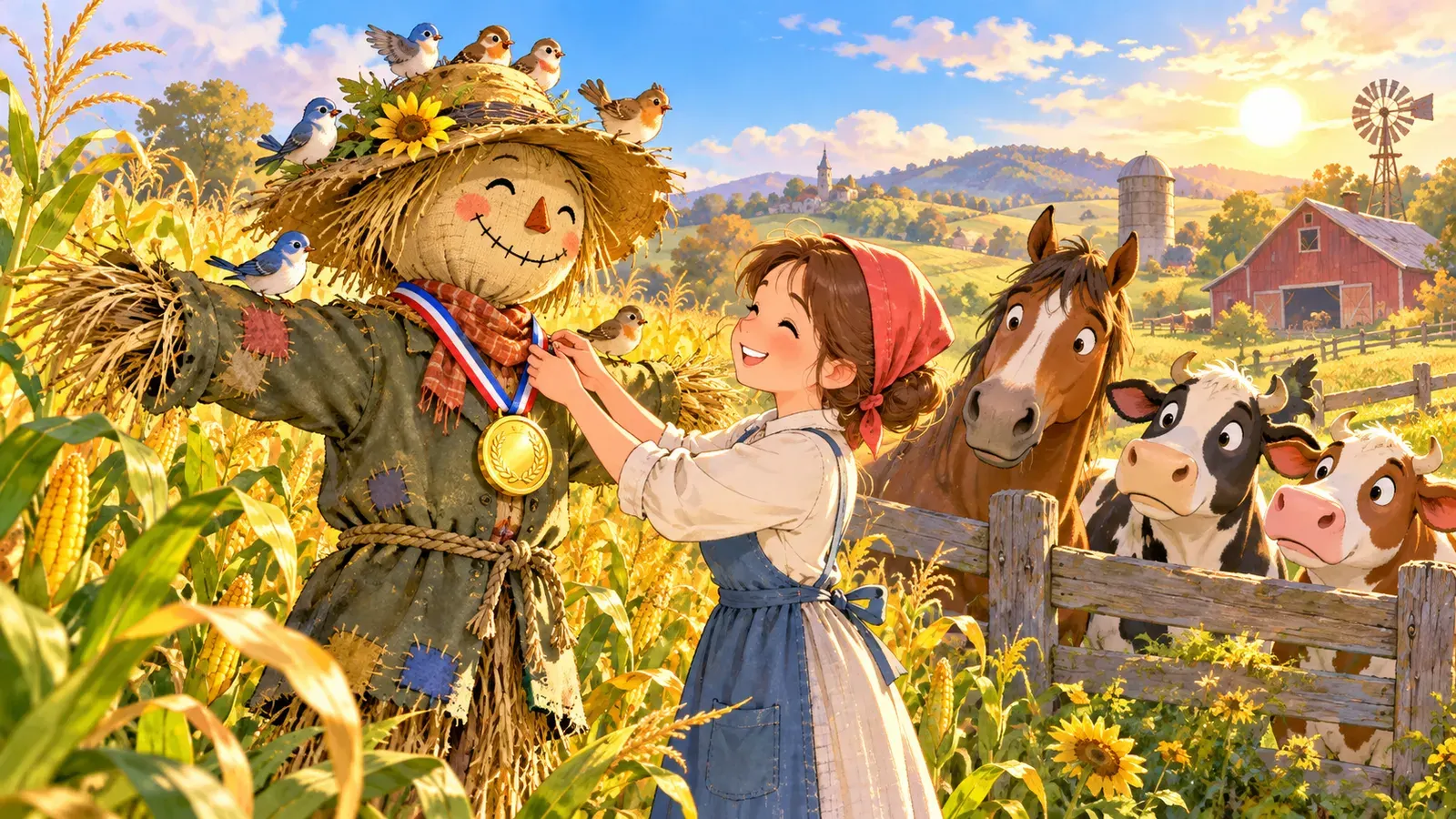The Scarecrow Who Won a Prize（賞をもらったかかし）の挿絵