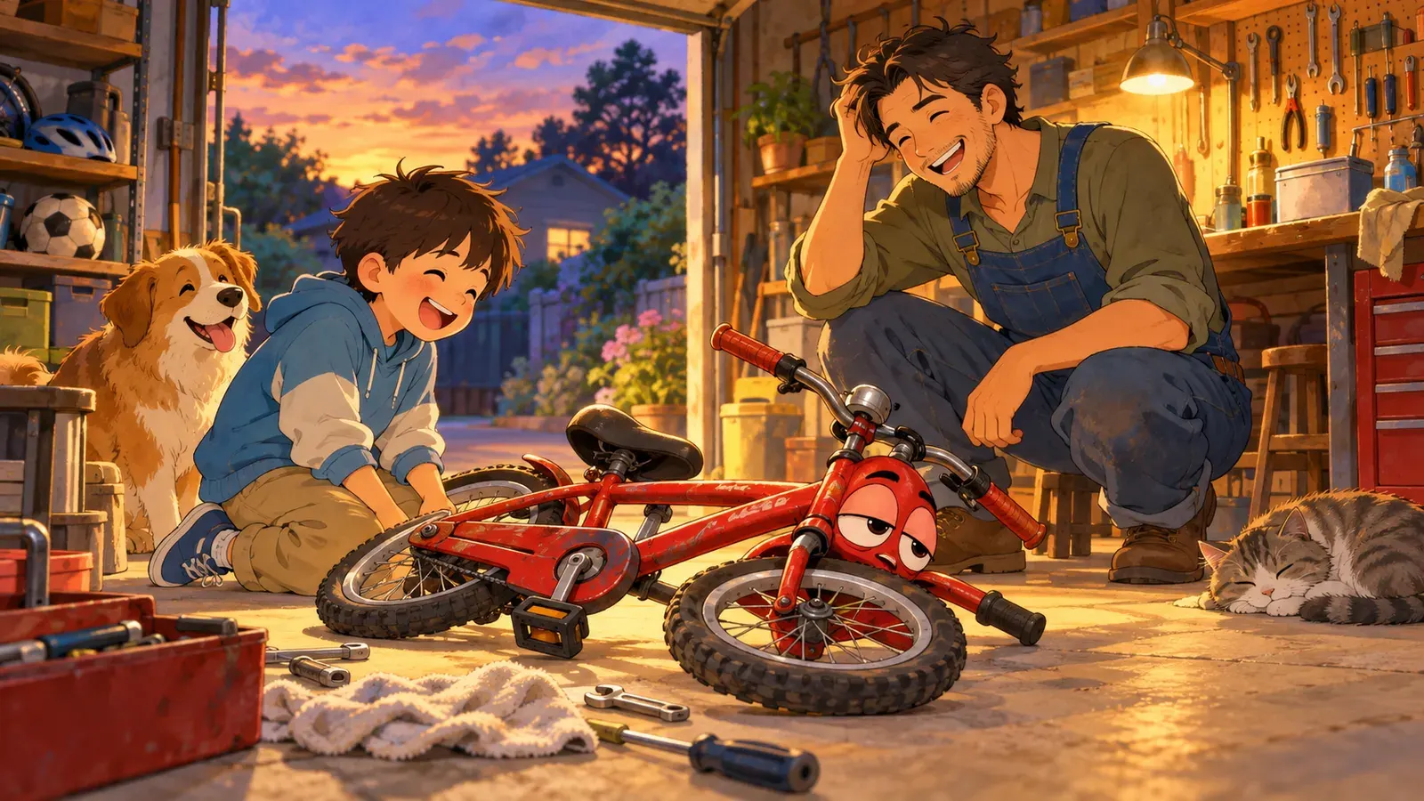 The Tired Bike(つかれた自転車)の挿絵
