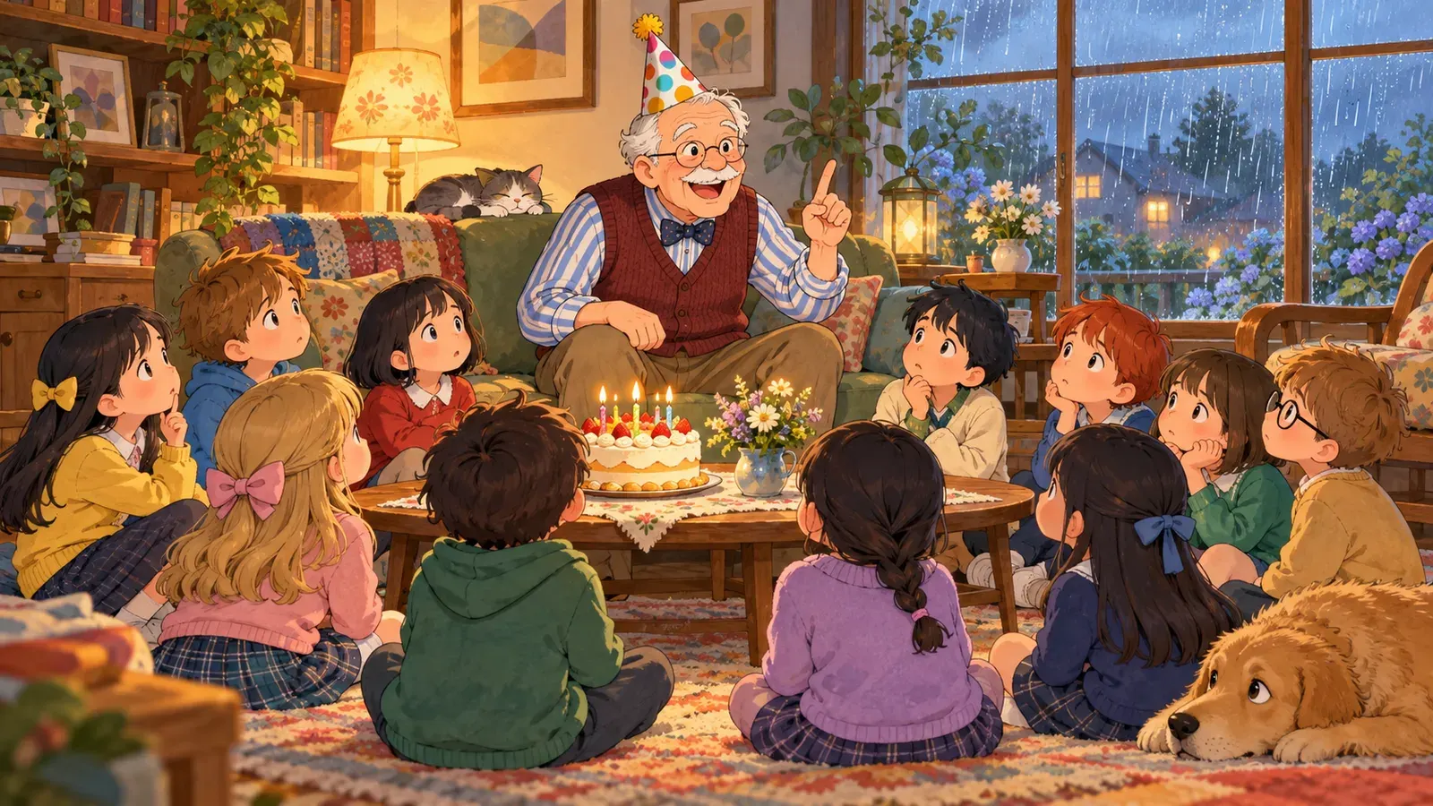 Grandpa's Riddle Party(おじいちゃんのなぞなぞパーティー)の挿絵