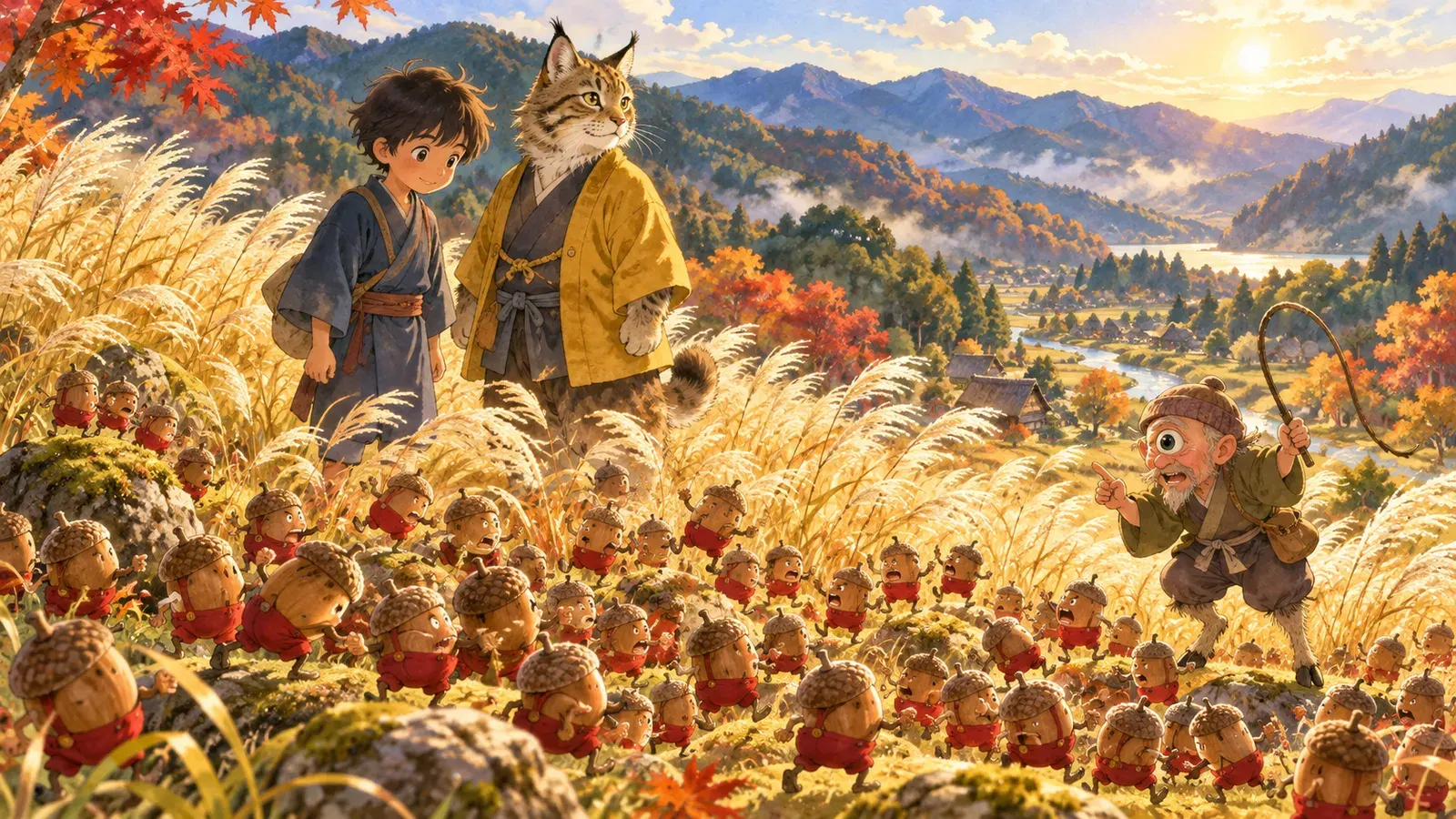 The Acorns and the Wildcat(どんぐりと山猫)の挿絵