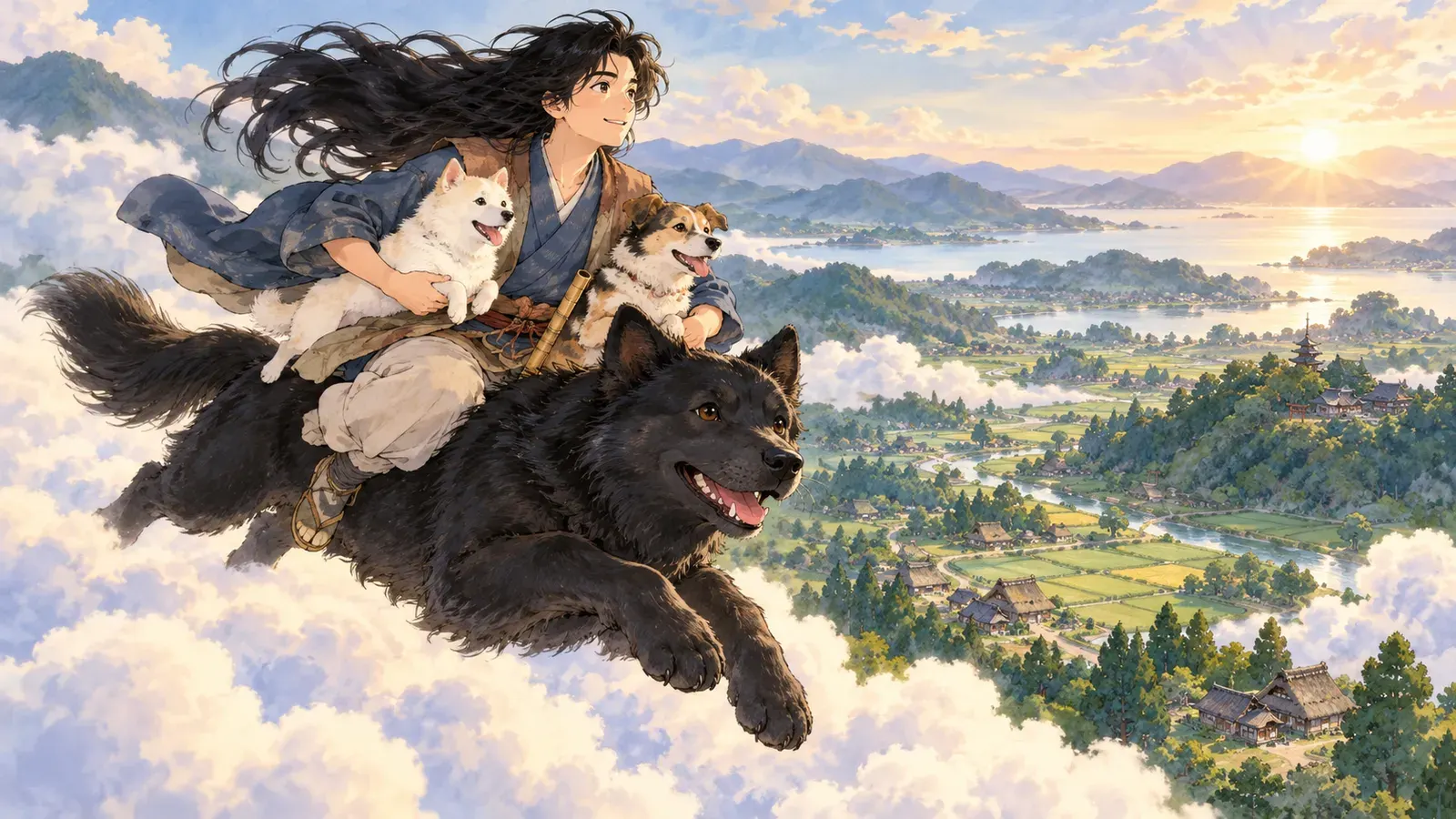 The Dogs and the Flute(犬と笛)の挿絵