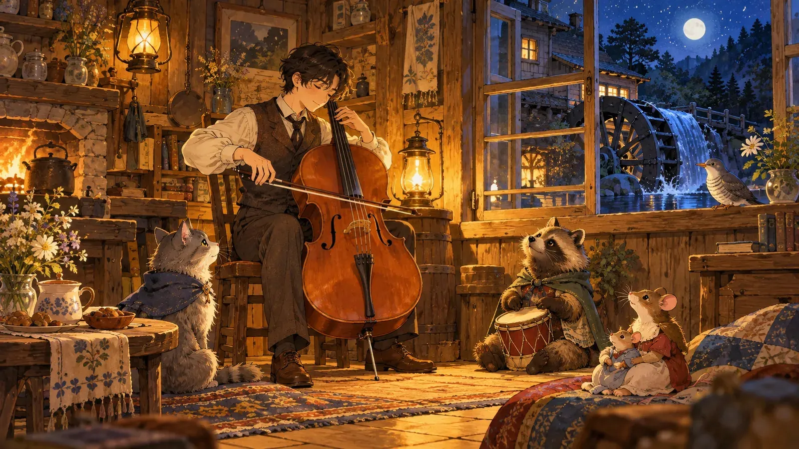 Gauche the Cellist(セロ弾きのゴーシュ)の挿絵