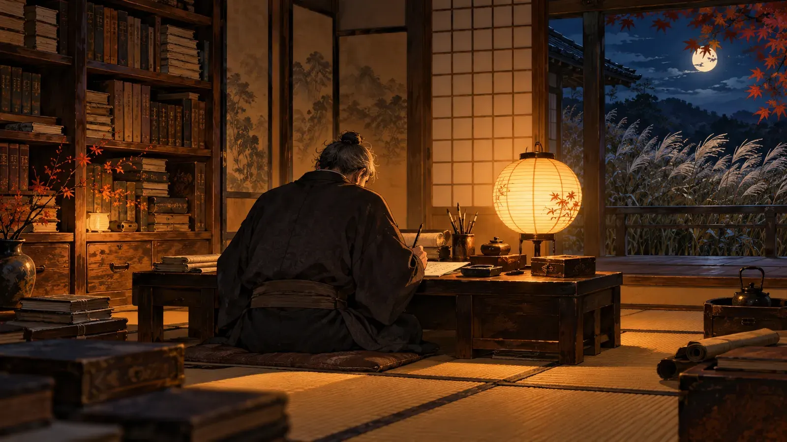 Absorbed in Writing(戯作三昧)の挿絵