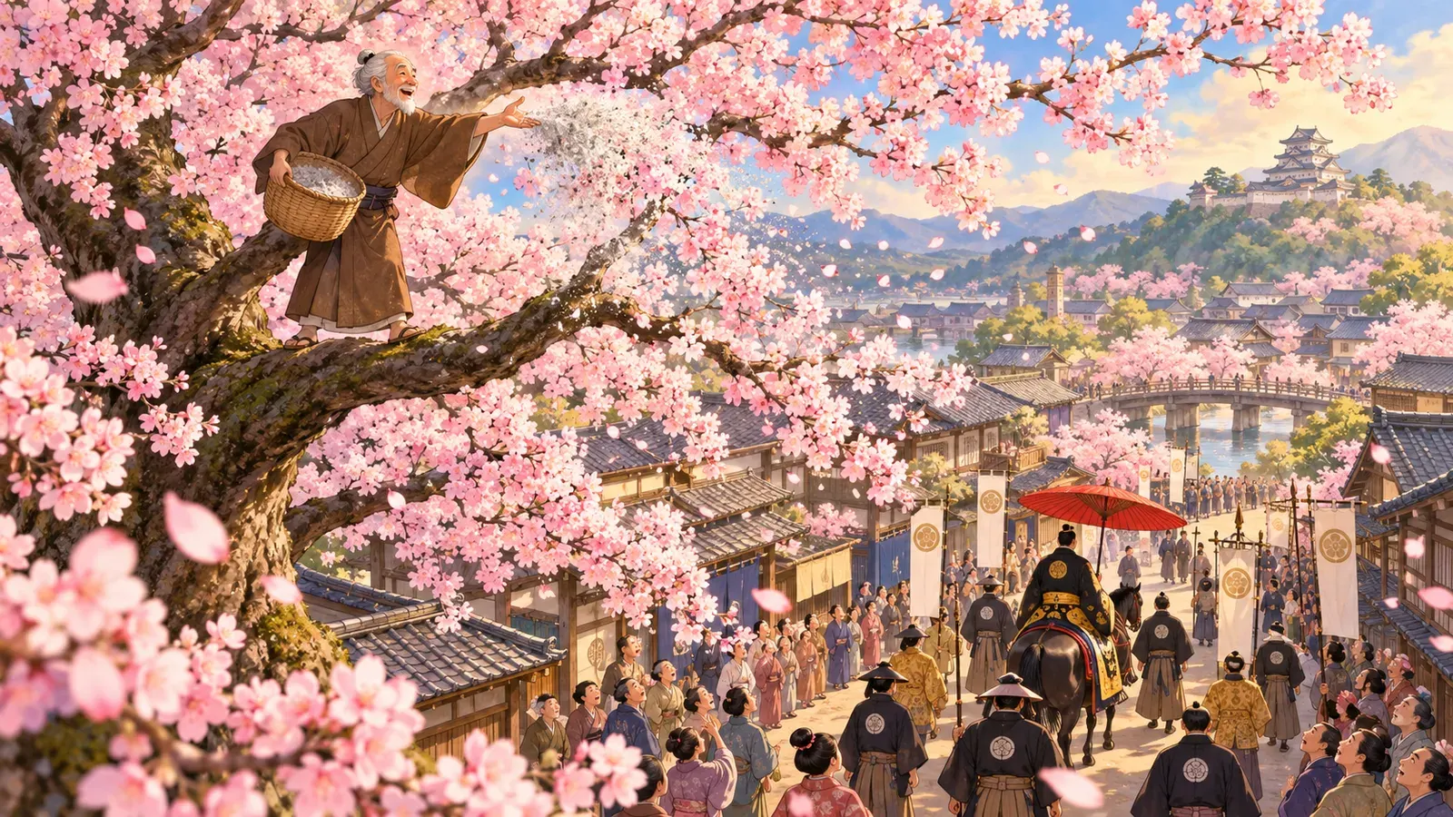 The Old Man Who Made Flowers Bloom(花さかじいさん)の挿絵