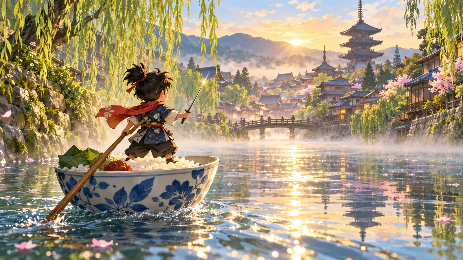 Issun-boshi, the Tiny Samurai(一寸法師)の挿絵