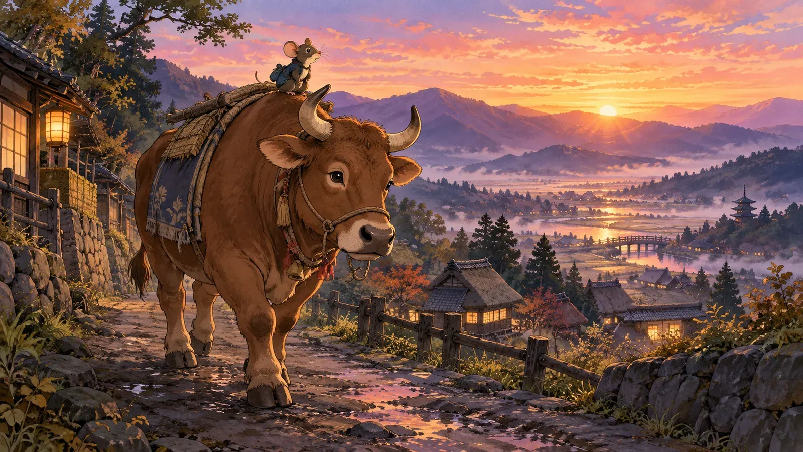 The Race of the Twelve Animals(十二支のはじまり)の挿絵