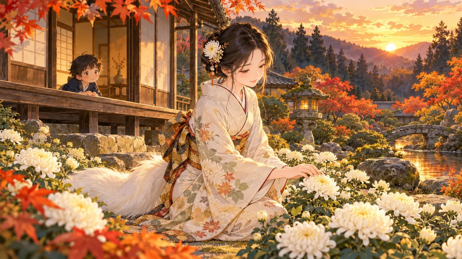 Kuzunoha, the Fox Wife（葛の葉（きつね女房））の挿絵