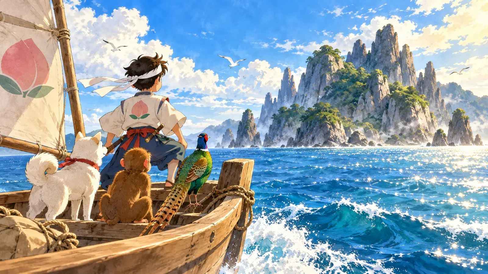 Momotaro, the Peach Boy(桃太郎)の挿絵