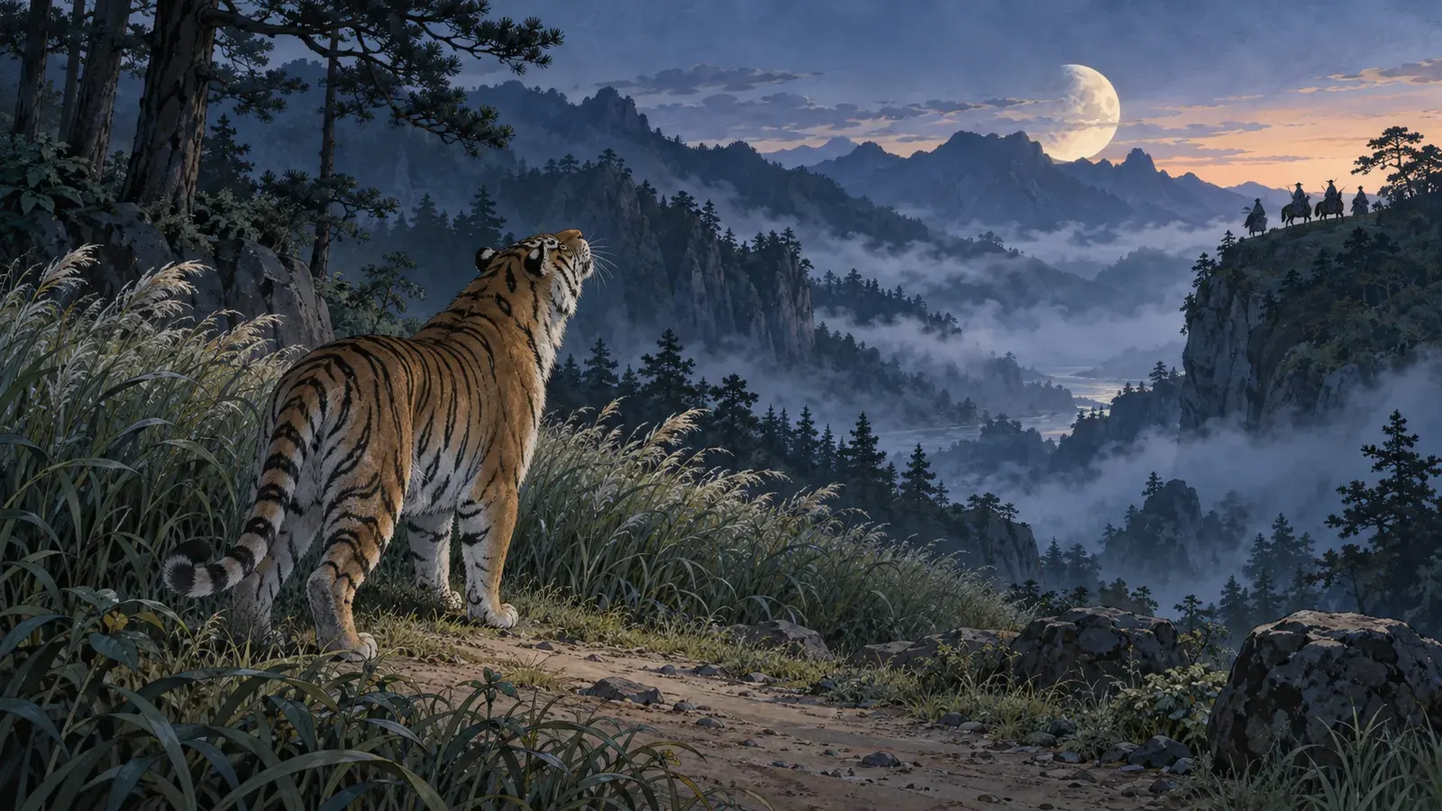 The Moon over the Mountain(山月記)の挿絵