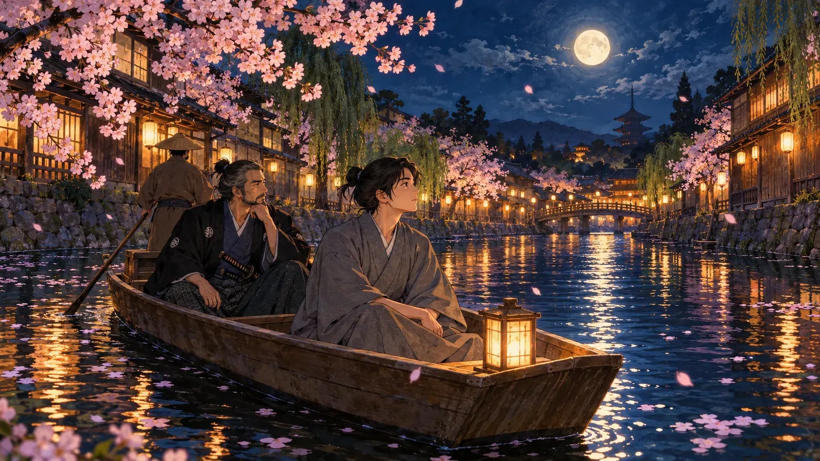 The Boat on the Takase River(高瀬舟)の挿絵