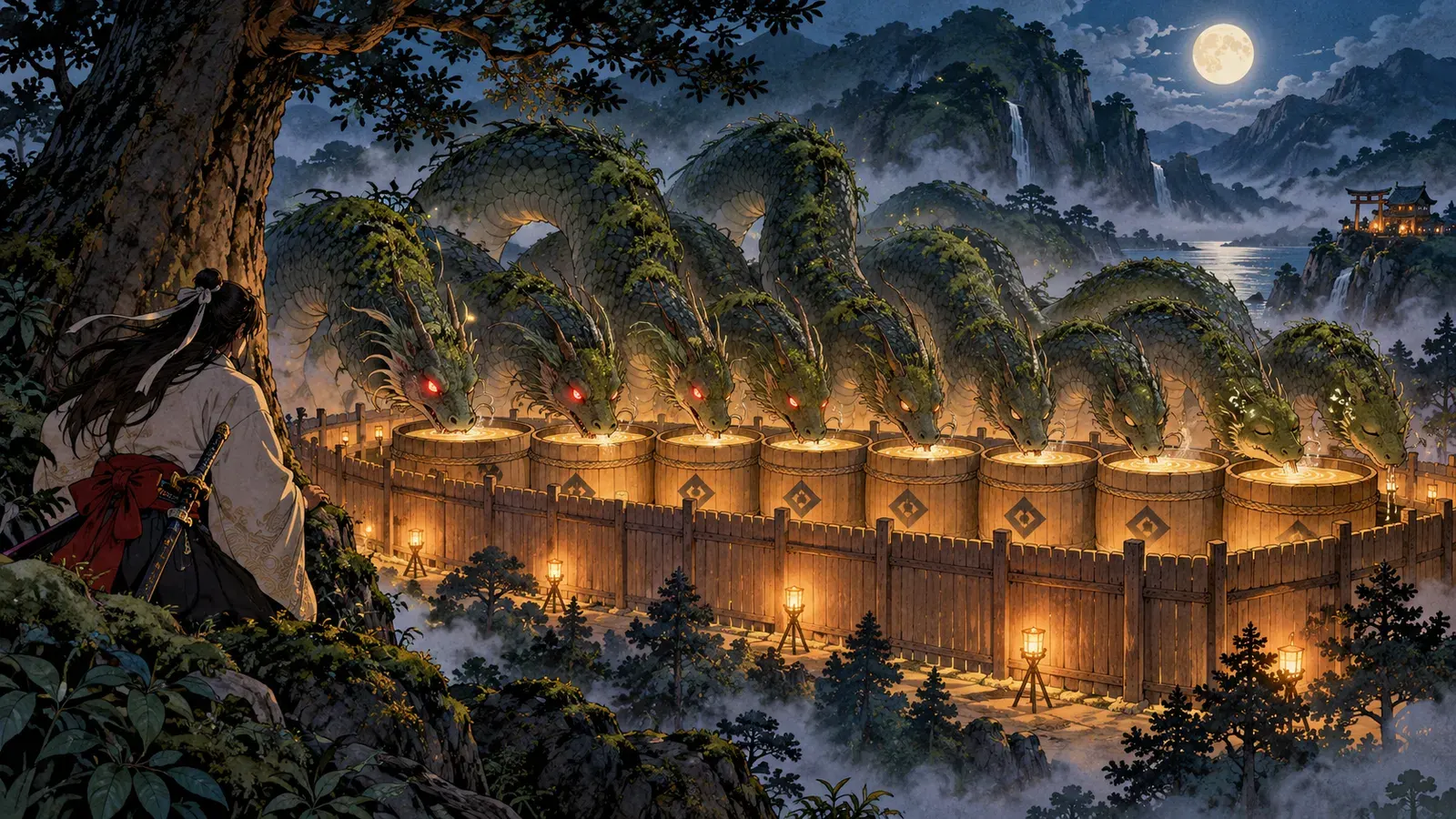 Susanoo and the Eight-Headed Serpent（ヤマタノオロチ）の挿絵