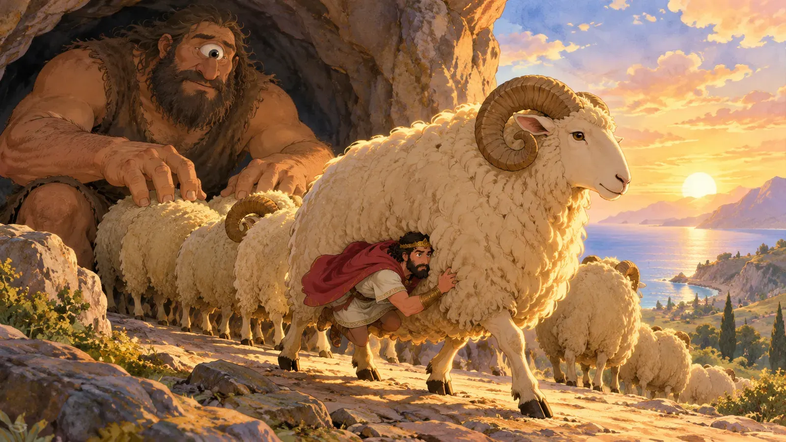 Odysseus and the Cyclops(オデュッセウスと一つ目の巨人)の挿絵