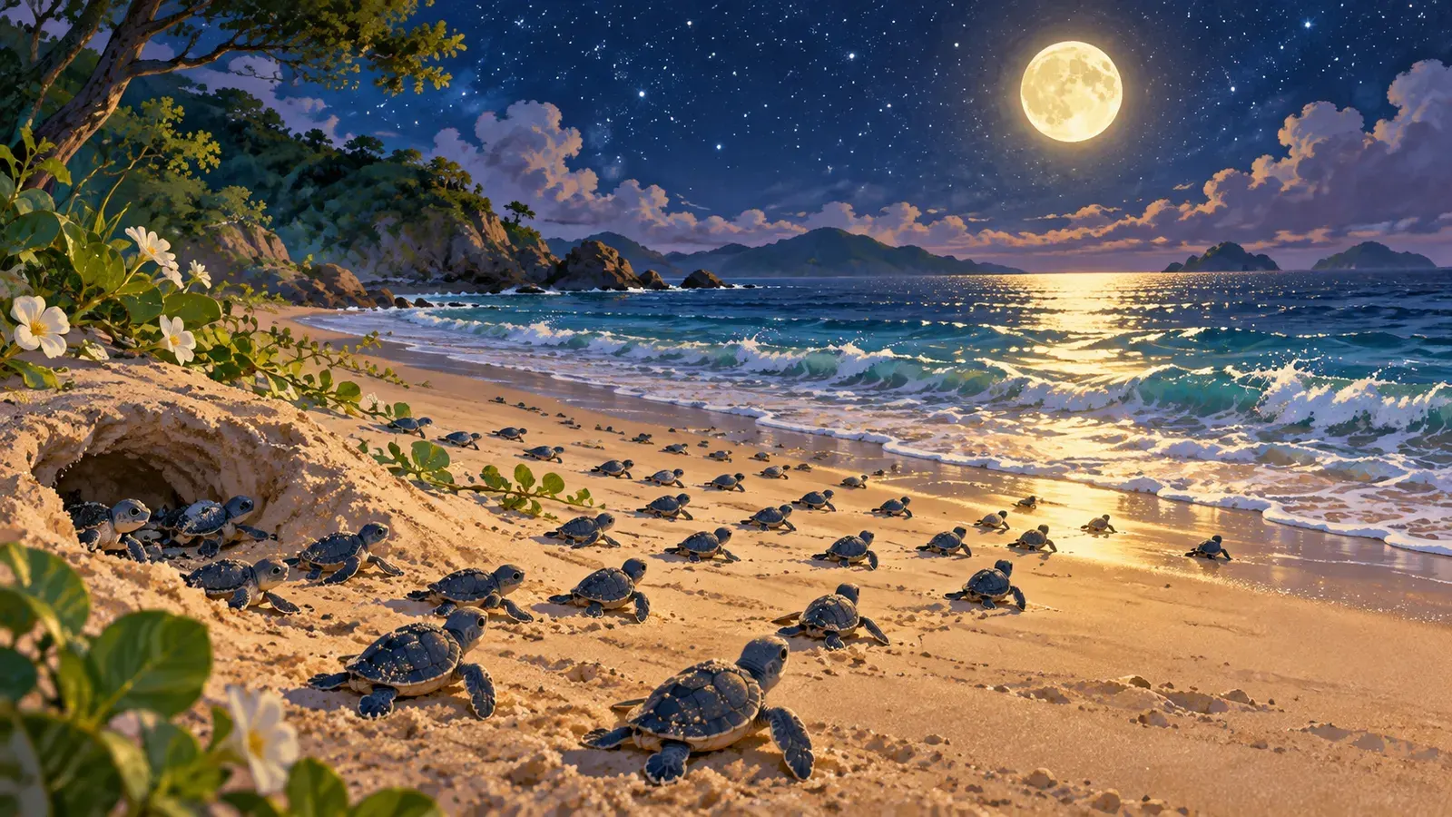 Baby Sea Turtles(ウミガメの赤ちゃん)の挿絵
