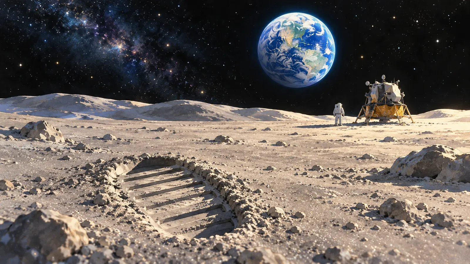 Footprints on the Moon（月の足あと）の挿絵