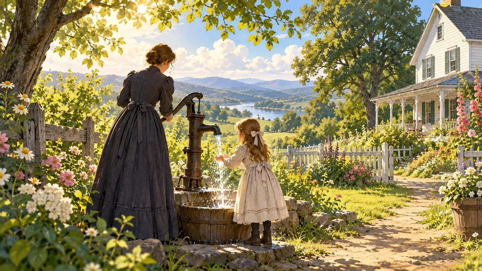 Helen Keller and the Word Water(ヘレン・ケラーと「水」という言葉)の挿絵