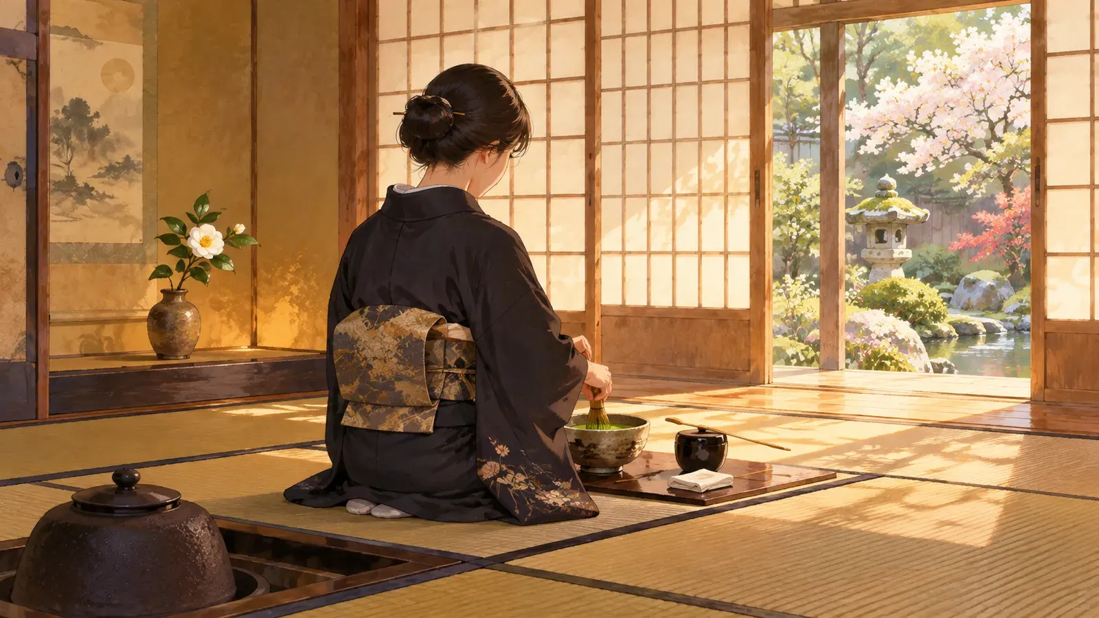 One Leaf, Many Cups: The Story of Tea（一枚の葉から お茶の歴史）の挿絵
