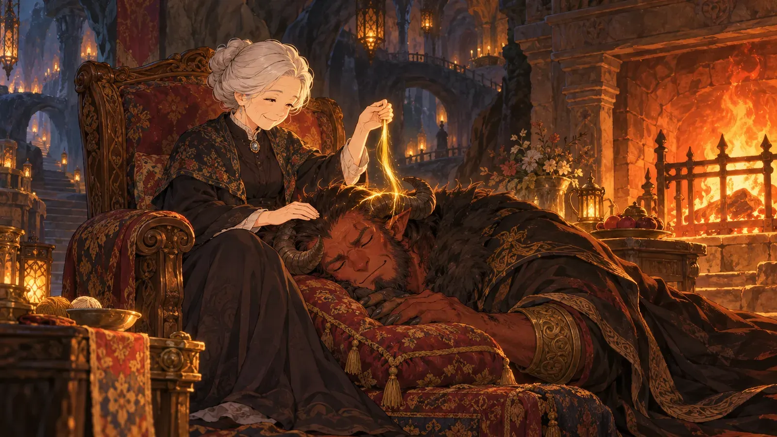The Devil with the Three Golden Hairs（金の毛が三本ある悪魔）の挿絵