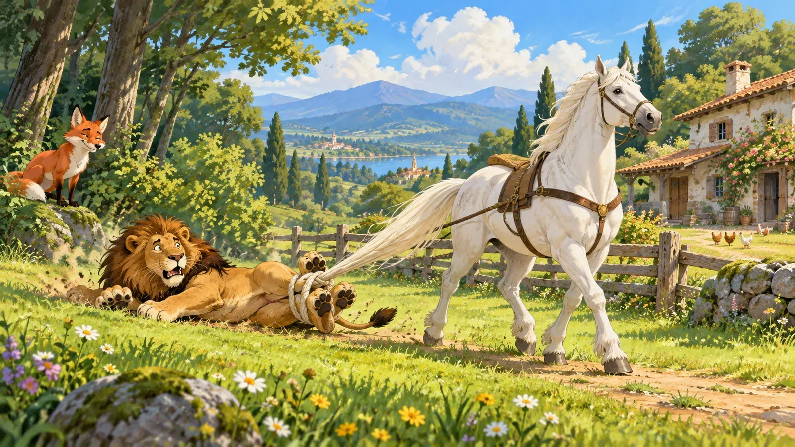 The Fox and the Horse(キツネと馬)の挿絵