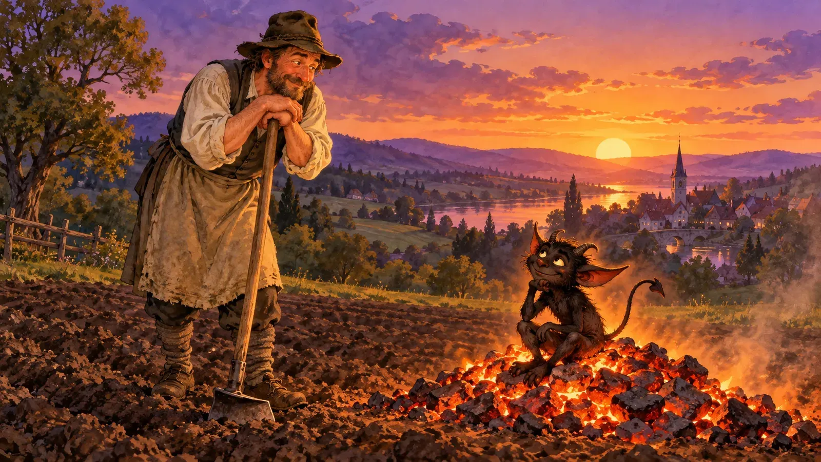 The Peasant and the Devil（百姓と悪魔）の挿絵