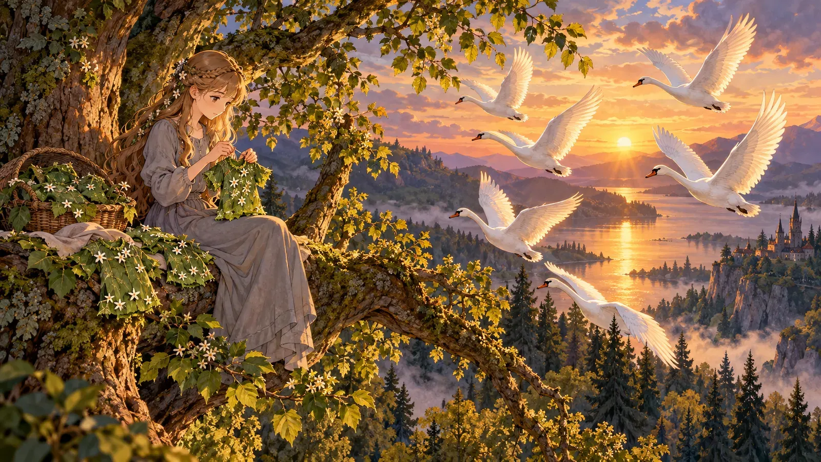 The Six Swans(六羽の白鳥)の挿絵