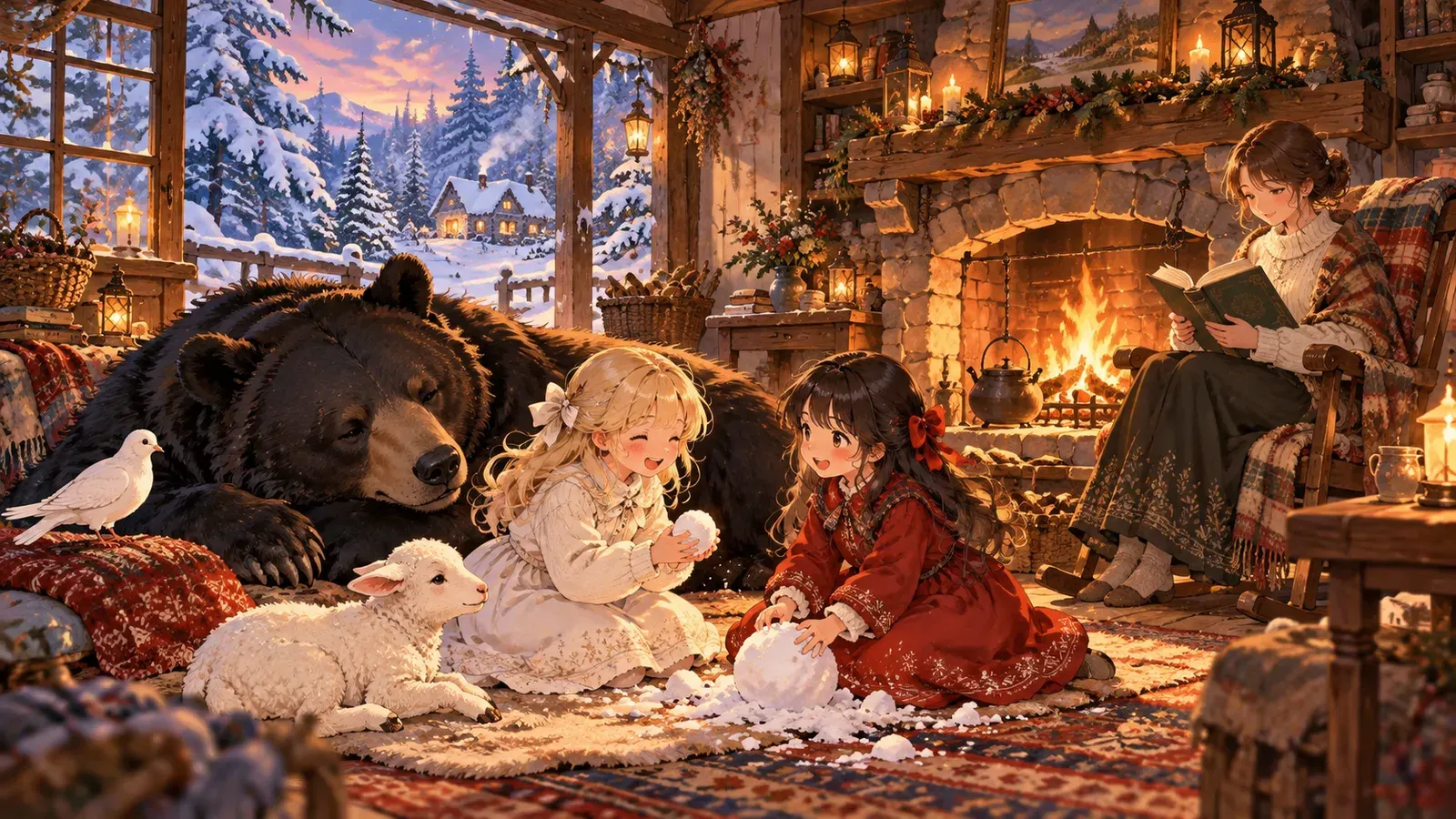 Snow-White and Rose-Red（白雪と紅ばら）の挿絵