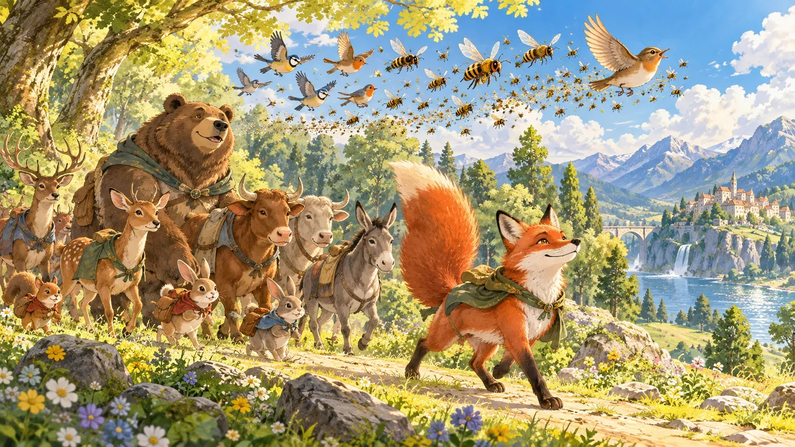 The Willow-Wren and the Bear（ミソサザイと熊）の挿絵