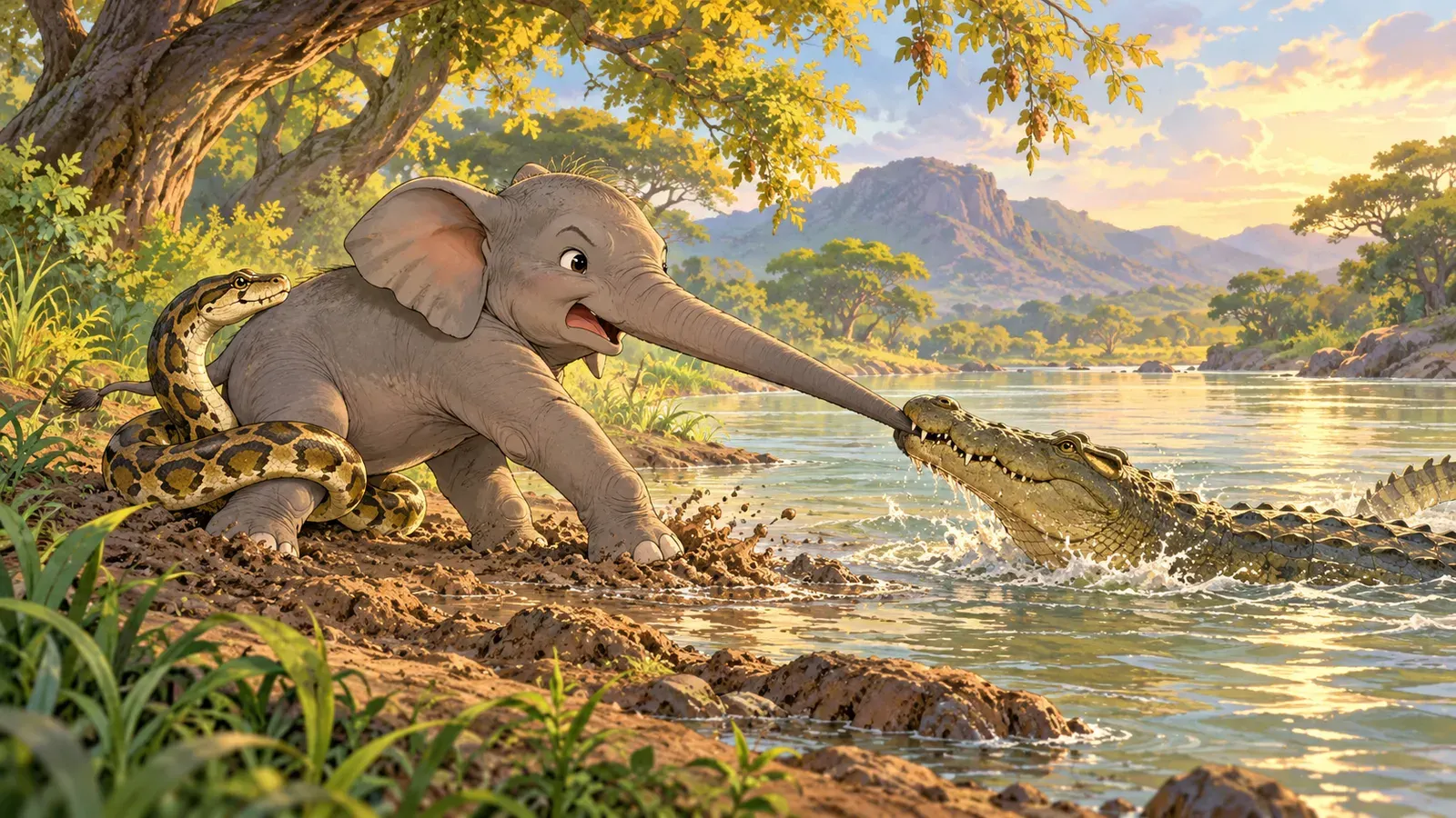The Elephant's Child(ゾウの鼻はなぜ長い(なぜなに物語))の挿絵