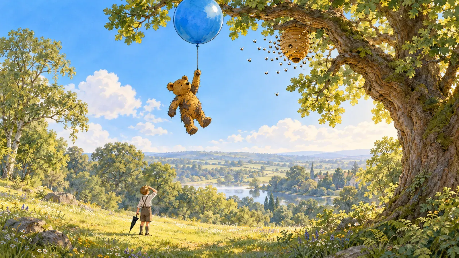 In Which We Are Introduced to Winnie-the-Pooh and Some Bees, and the Stories Begin(第1章 プーとミツバチ)の挿絵