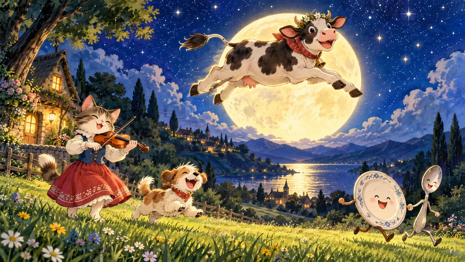 Hey Diddle Diddle（ヘイ・ディドル・ディドル（ねことバイオリン））の挿絵