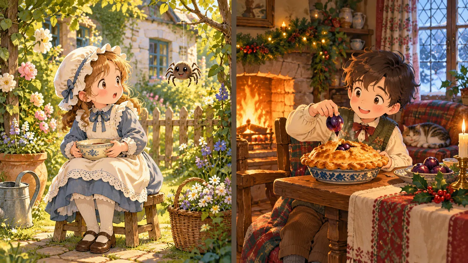 Little Miss Muffet and Little Jack Horner（マフェットおじょうさんとジャック・ホーナー）の挿絵