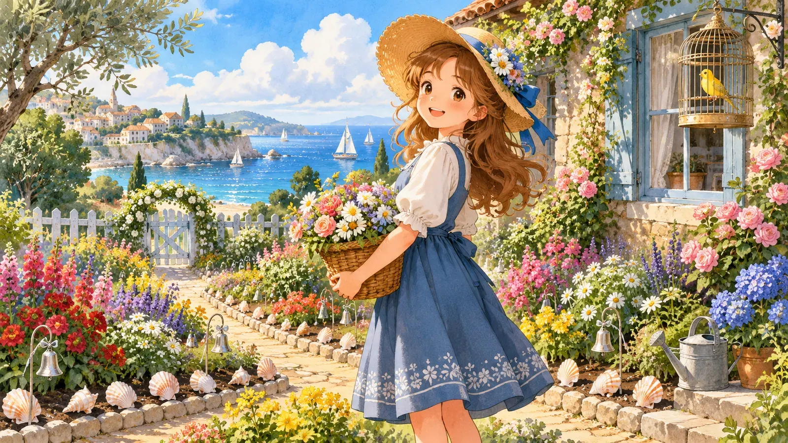 Mary, Mary, Quite Contrary and Mary's Canary(へそまがりのメアリーとメアリーのカナリア)の挿絵