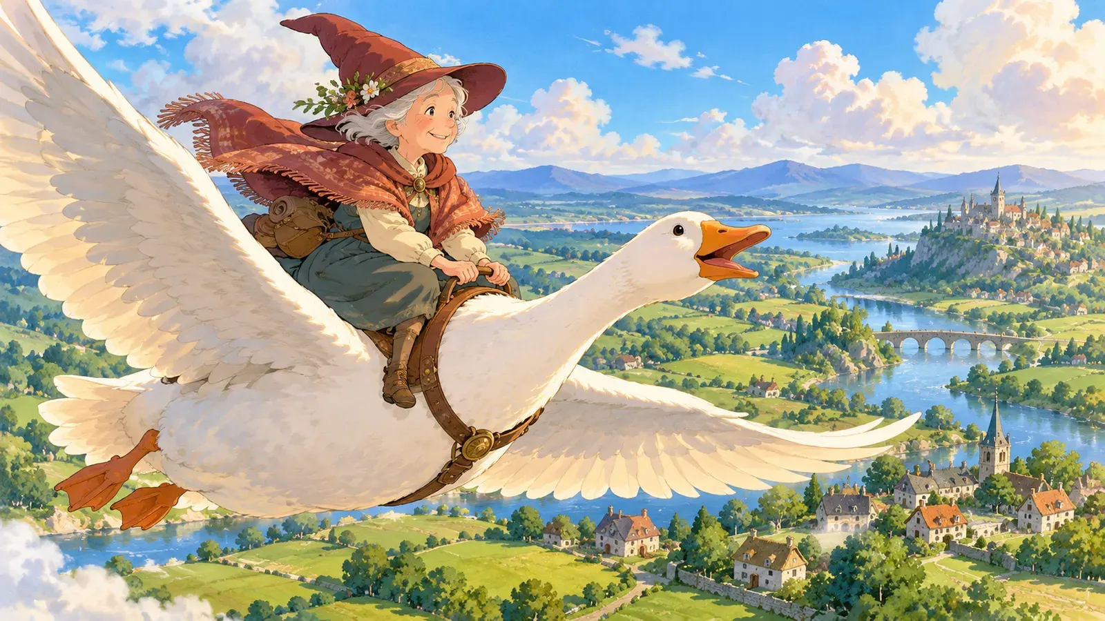 Old Mother Goose and Goosey, Goosey, Gander（マザーグースおばあさんと、ガチョウさん）の挿絵