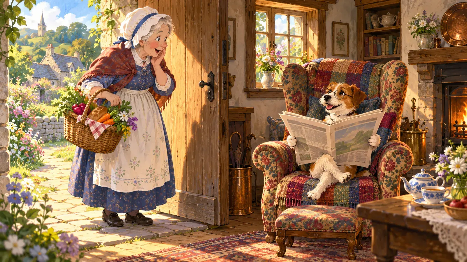 Old Mother Hubbard（ハバードおばあさんと犬）の挿絵
