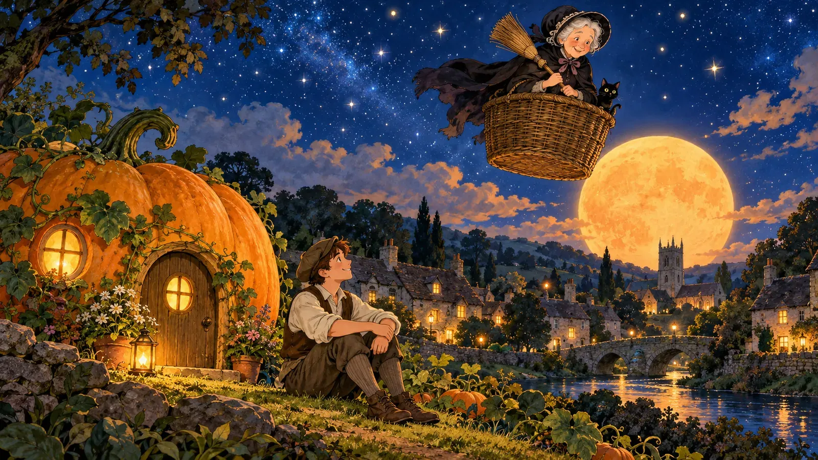 Peter, Peter, Pumpkin-Eater and Old Woman, Old Woman（ピーター、ピーター、かぼちゃ食い／おばあさん、おばあさん）の挿絵