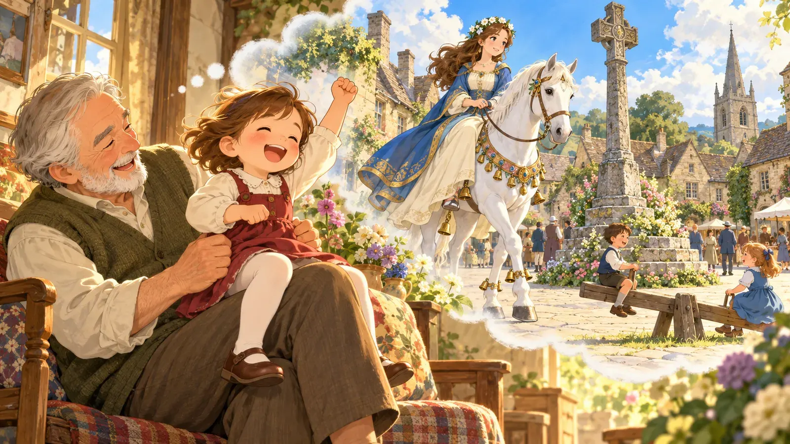 Ride a Cock-Horse and See-Saw, Margery Daw(バンベリー・クロスとシーソー)の挿絵