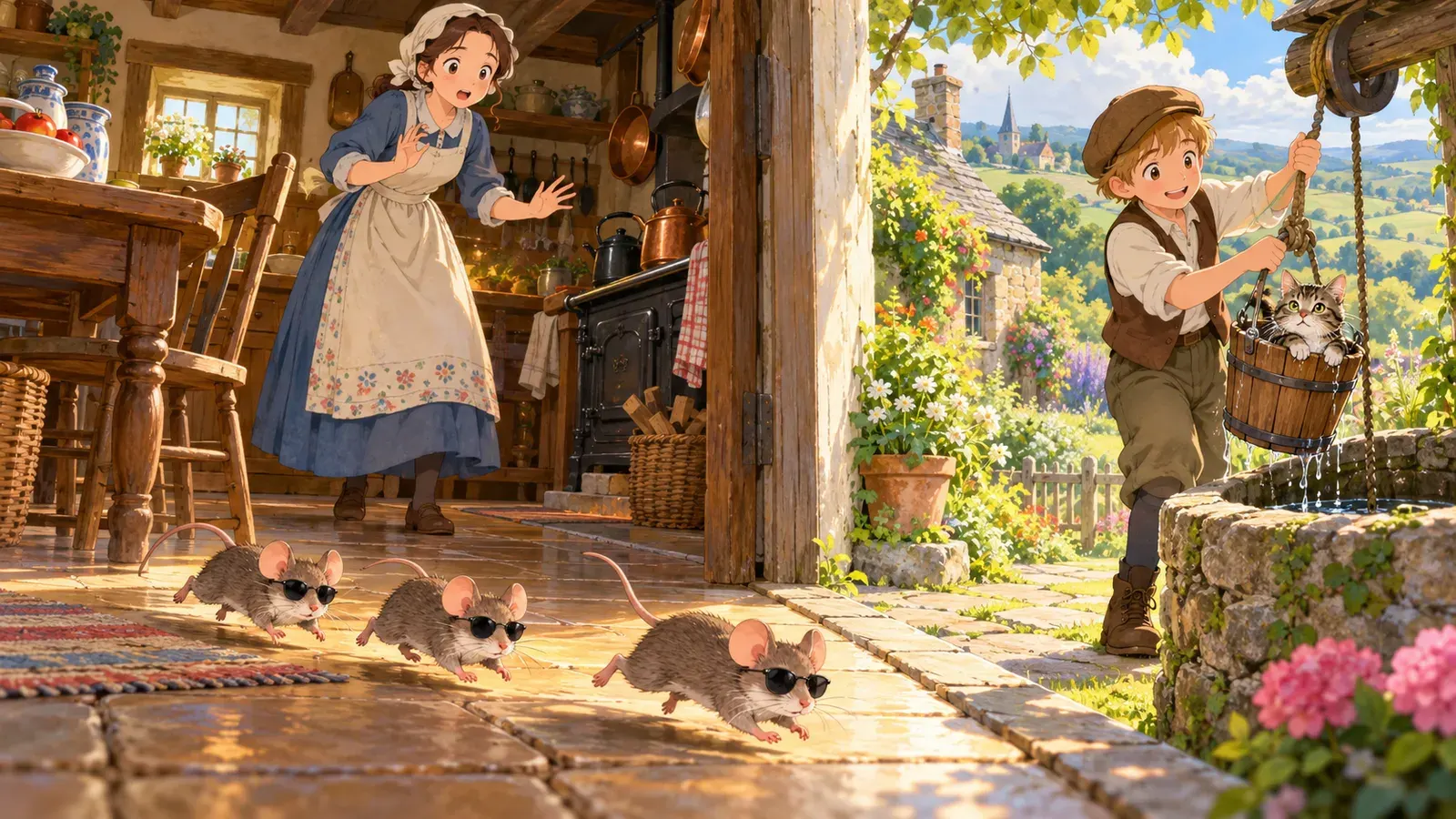 Three Blind Mice and Ding, Dong, Bell(三びきのねずみとディン・ドン・ベル)の挿絵