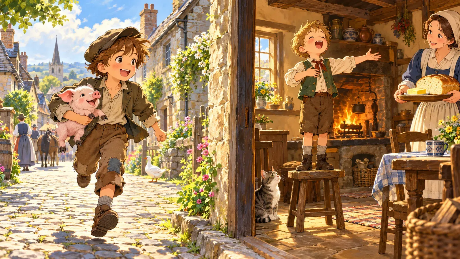 Tom, Tom, the Piper's Son and Little Tom Tucker(笛ふきの息子トムと、トム・タッカー)の挿絵