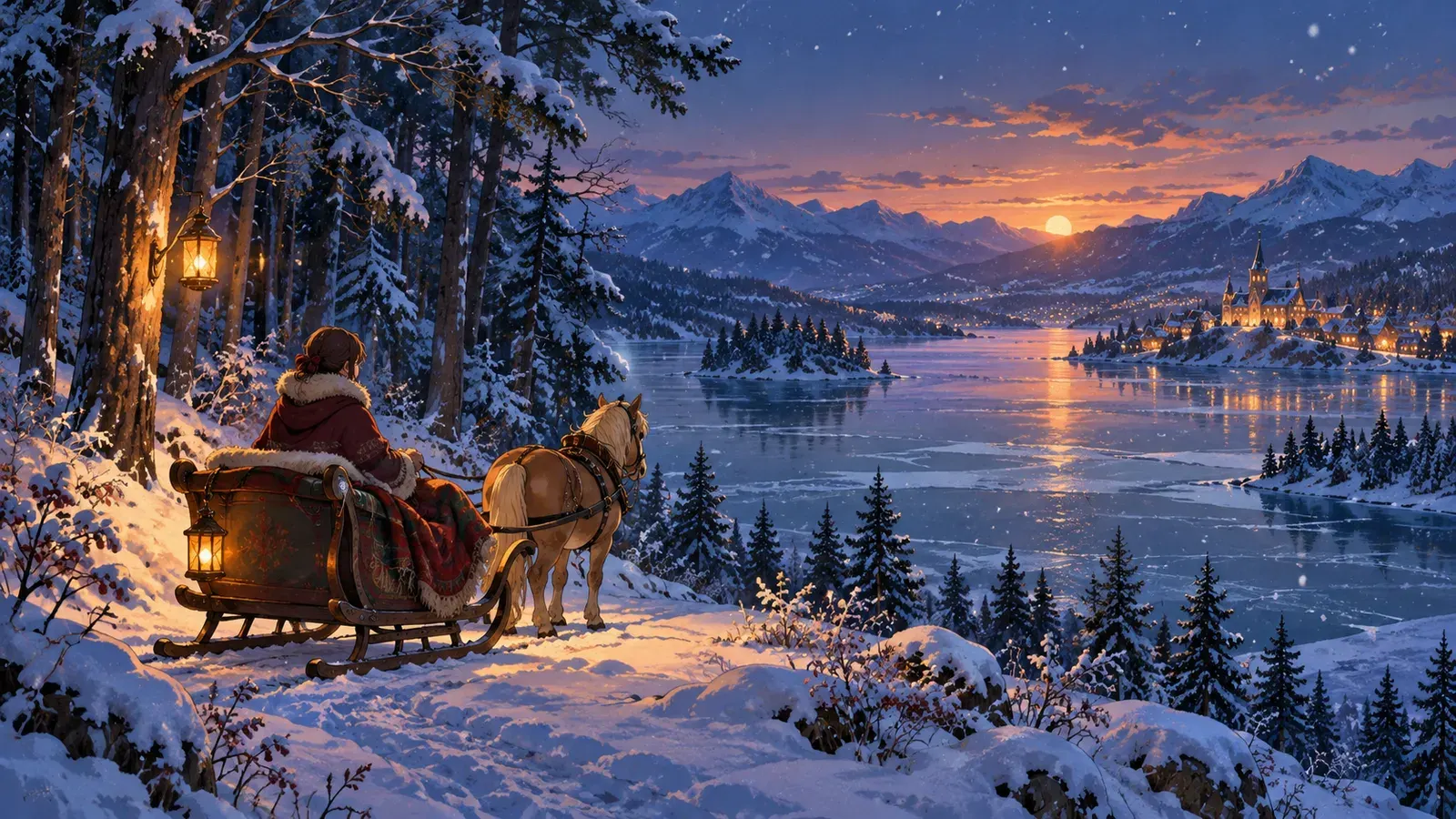Stopping by Woods on a Snowy Evening(フロスト「雪の夕べ、森に足をとめて」)の挿絵