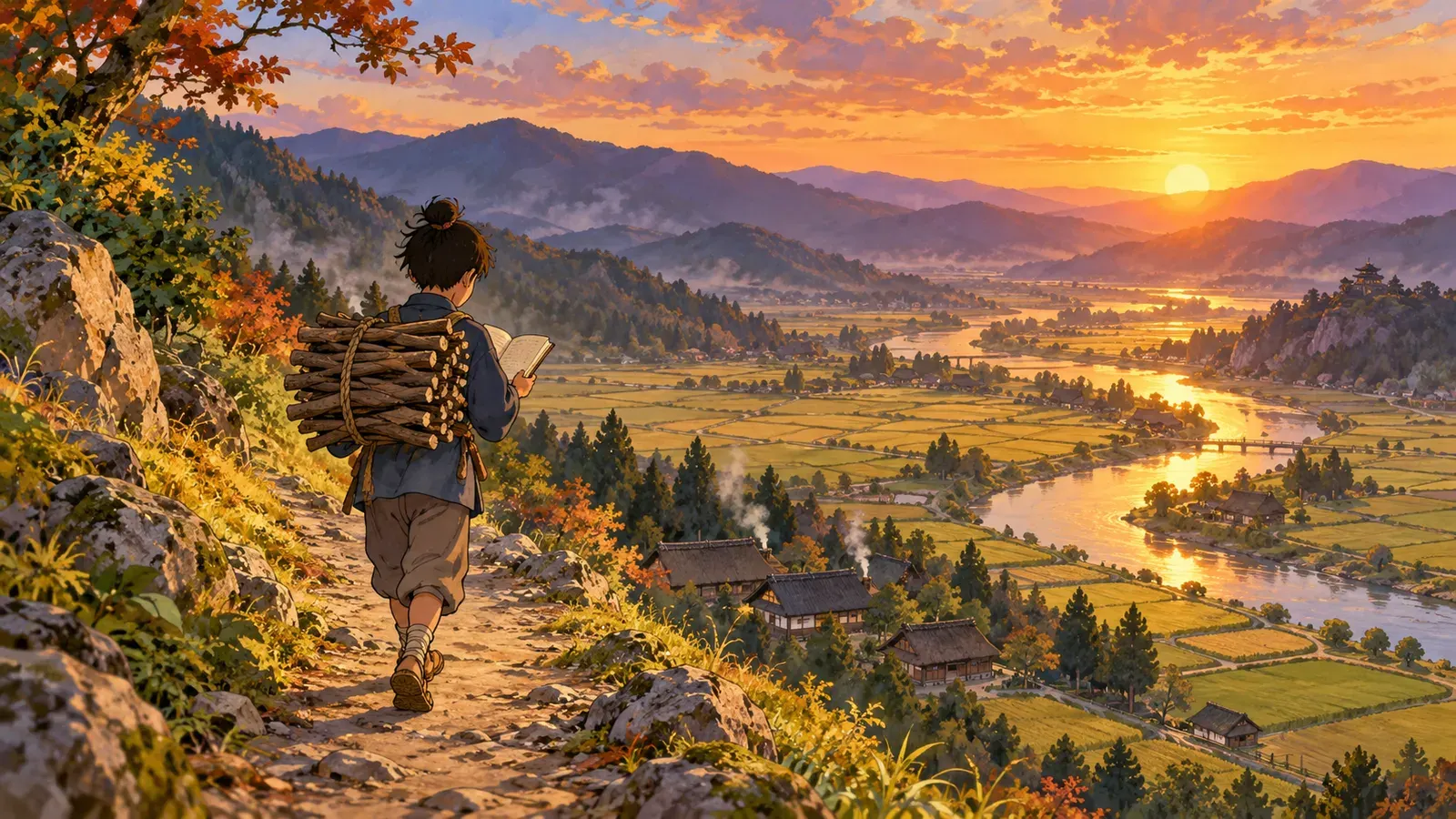 The Boy Who Grew His Own Light（二宮尊徳――自分で明かりを育てた少年）の挿絵
