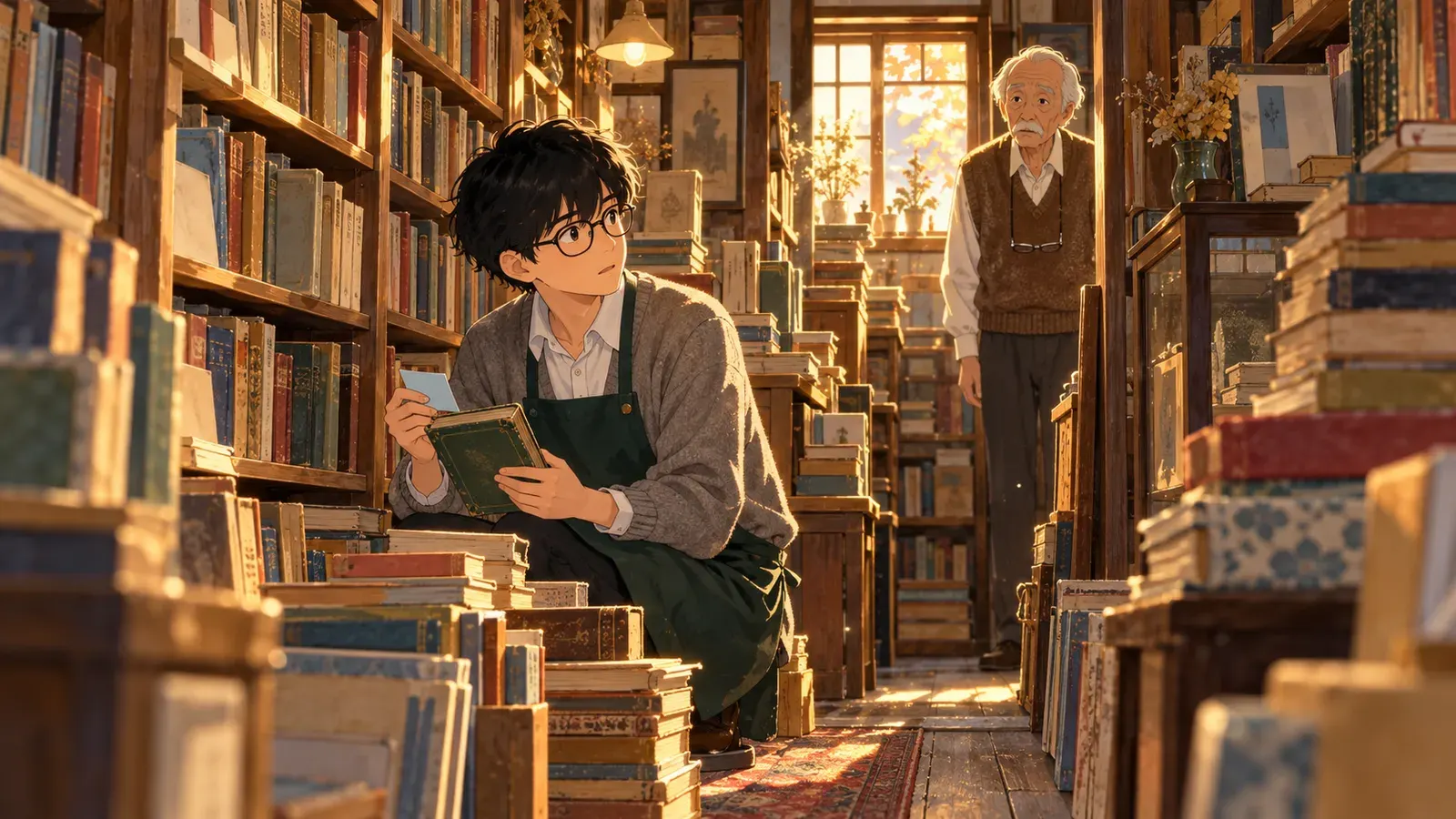 The Secret of the Old Bookshop, Episode 1: A Note in The Secret Garden(古書店の秘密 第1話:『秘密の花園』のメモ)の挿絵