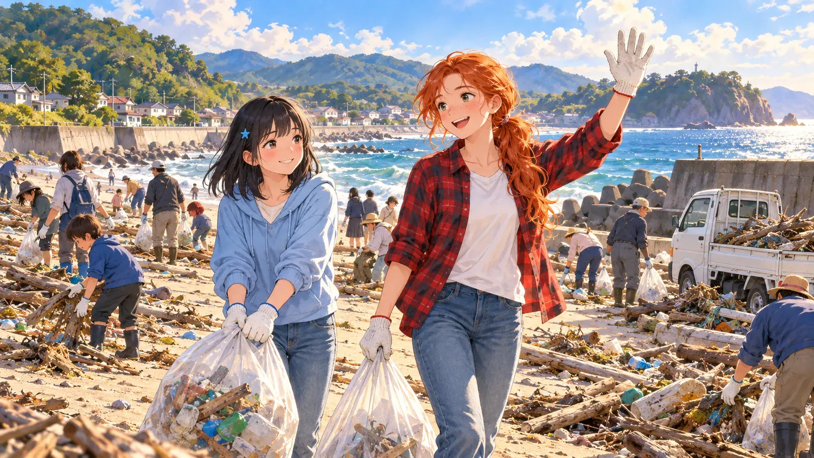 The Exchange Student, Episode 6: The Beach Project(交換留学生 第6話:ビーチ・プロジェクト)の挿絵