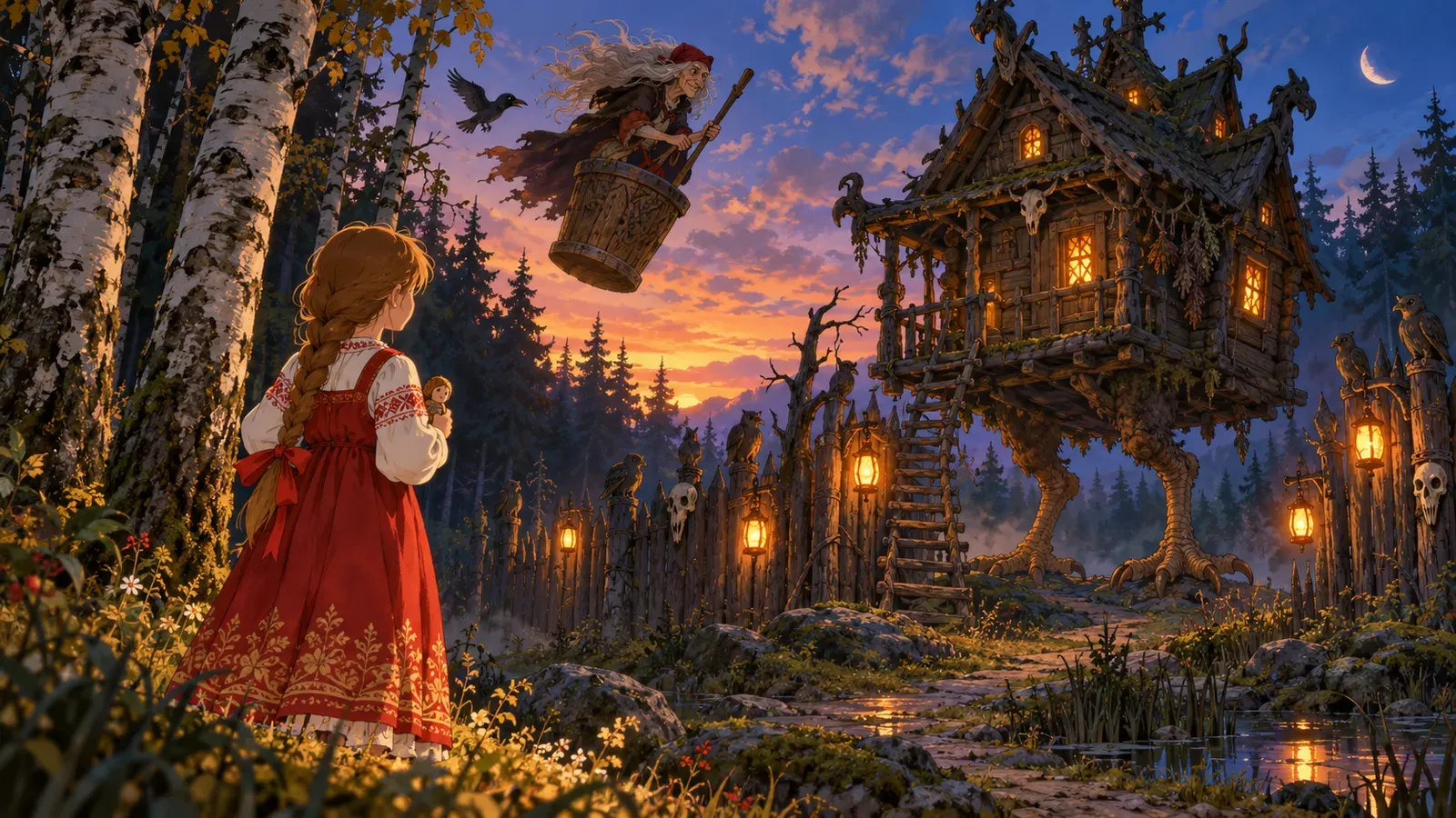 Vasilisa and Baba Yaga（うるわしのワシリーサとバーバ・ヤガー）の挿絵