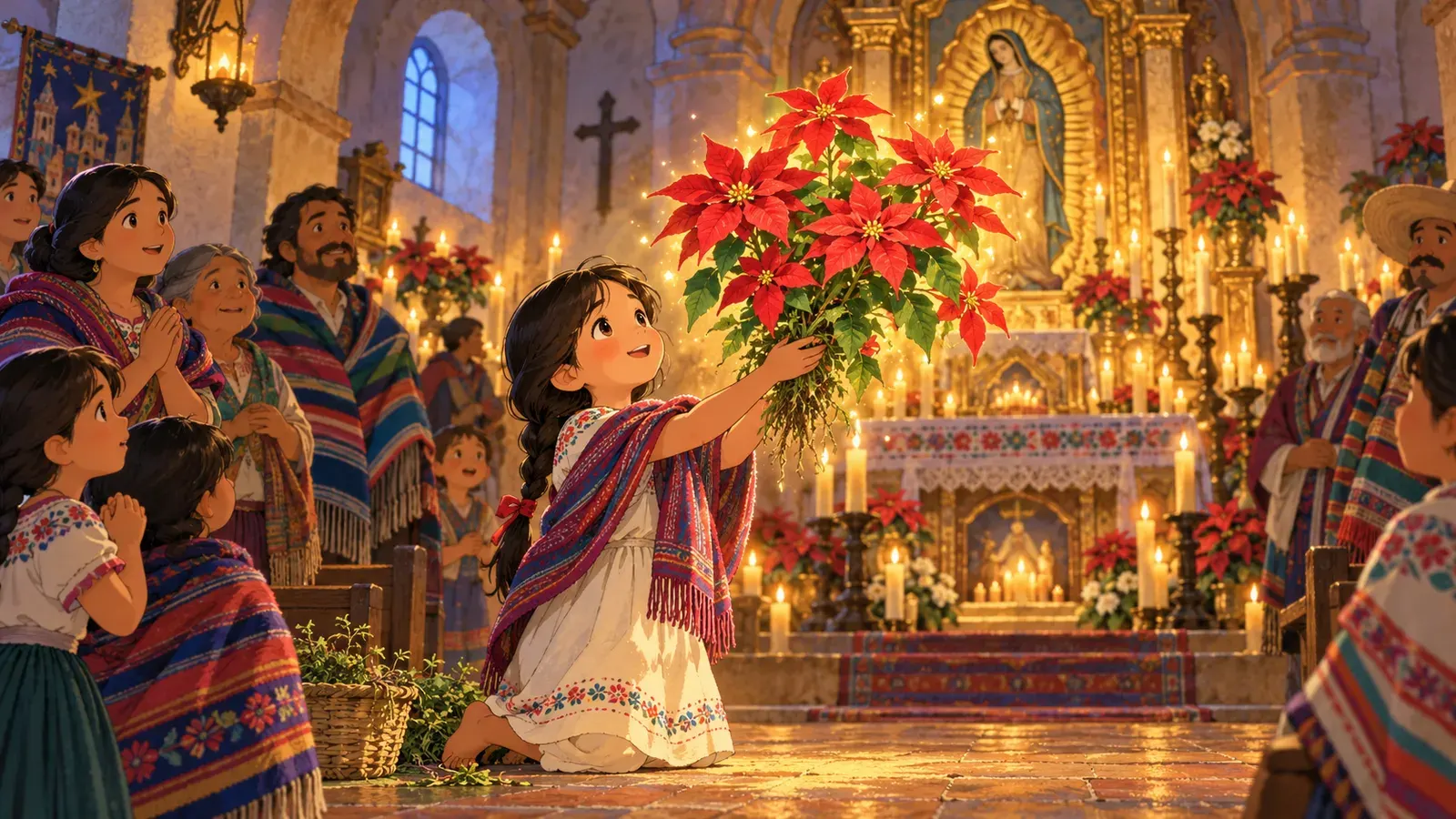 The Flower of the Holy Night（聖夜の花（ポインセチアの伝説））の挿絵