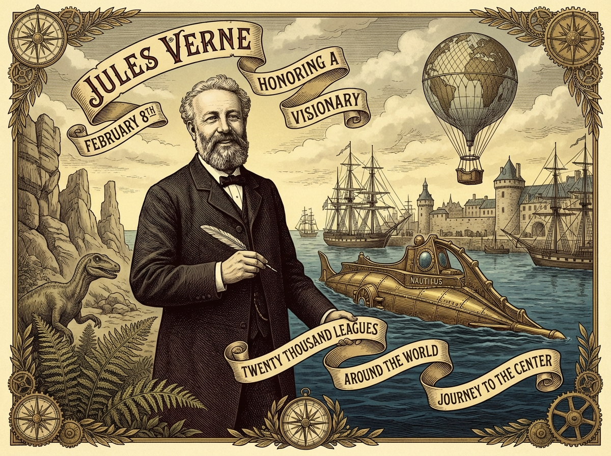2月8日はJules Verne（ジュール・ヴェルヌ）の誕生日。SFの父の誕生日