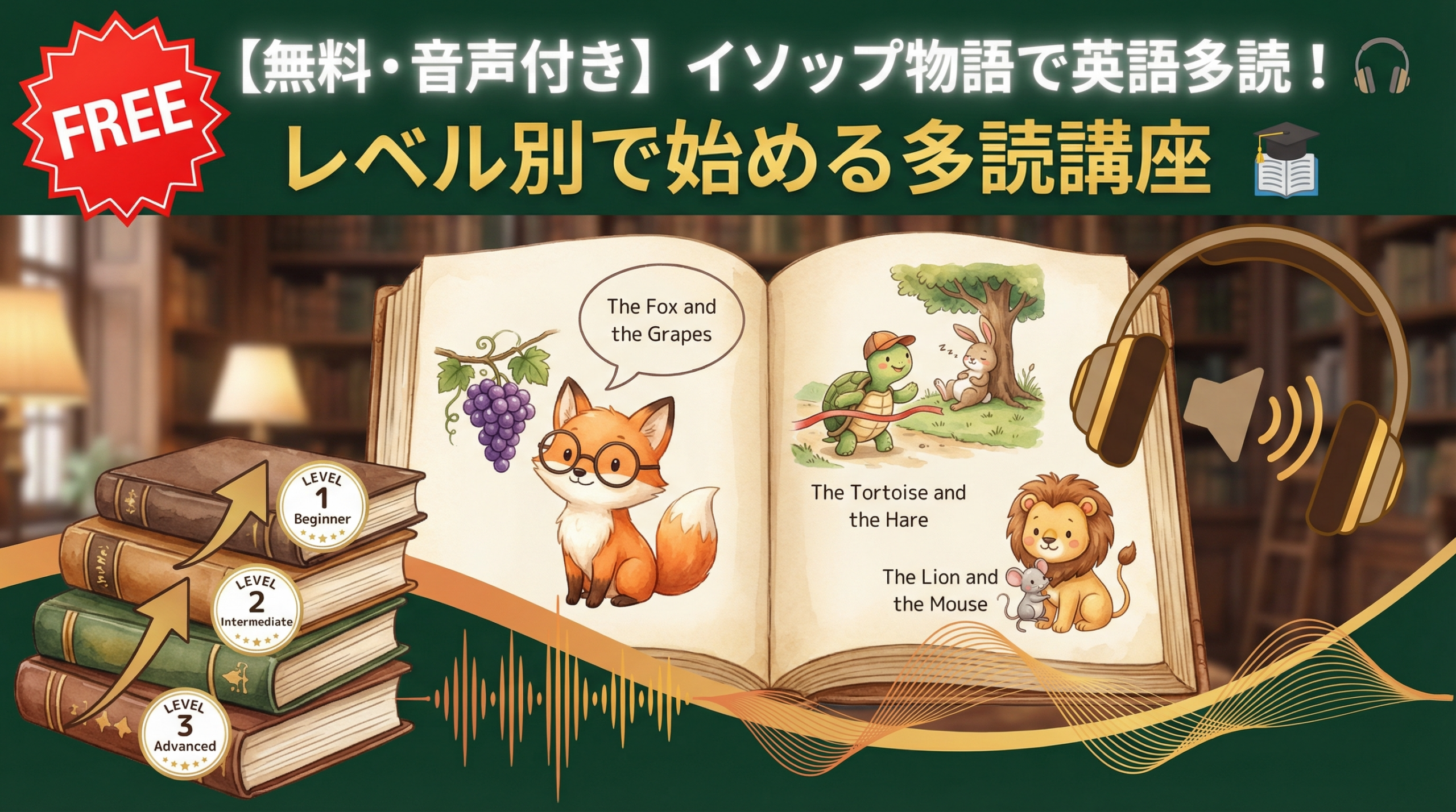 無料・音声付き】イソップ物語で英語多読！レベル別で始める多読講座