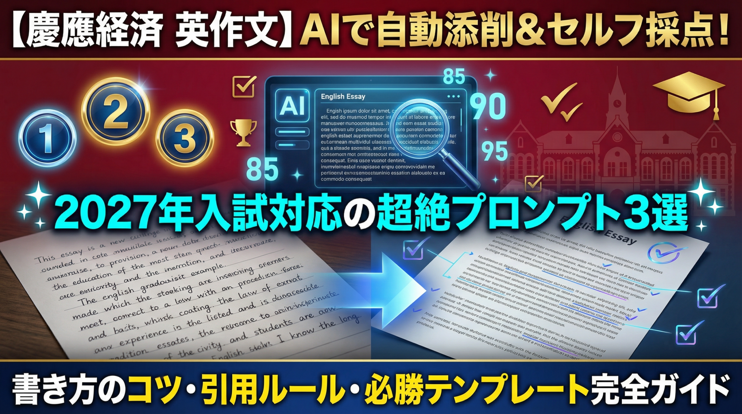 慶應経済 英作文】AIで自動添削＆セルフ採点！2027年入試対応の超絶