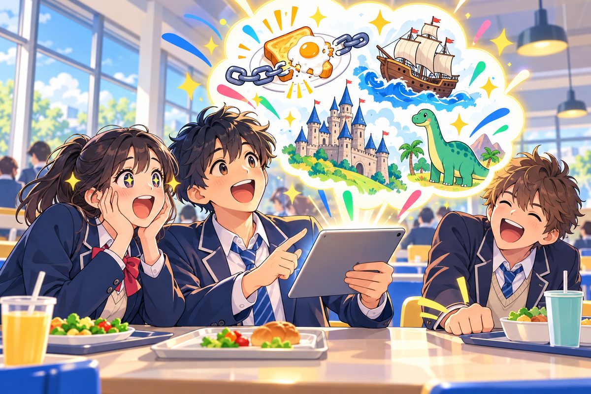 英語のトリビアを知って友達どうしで盛り上がるイラスト