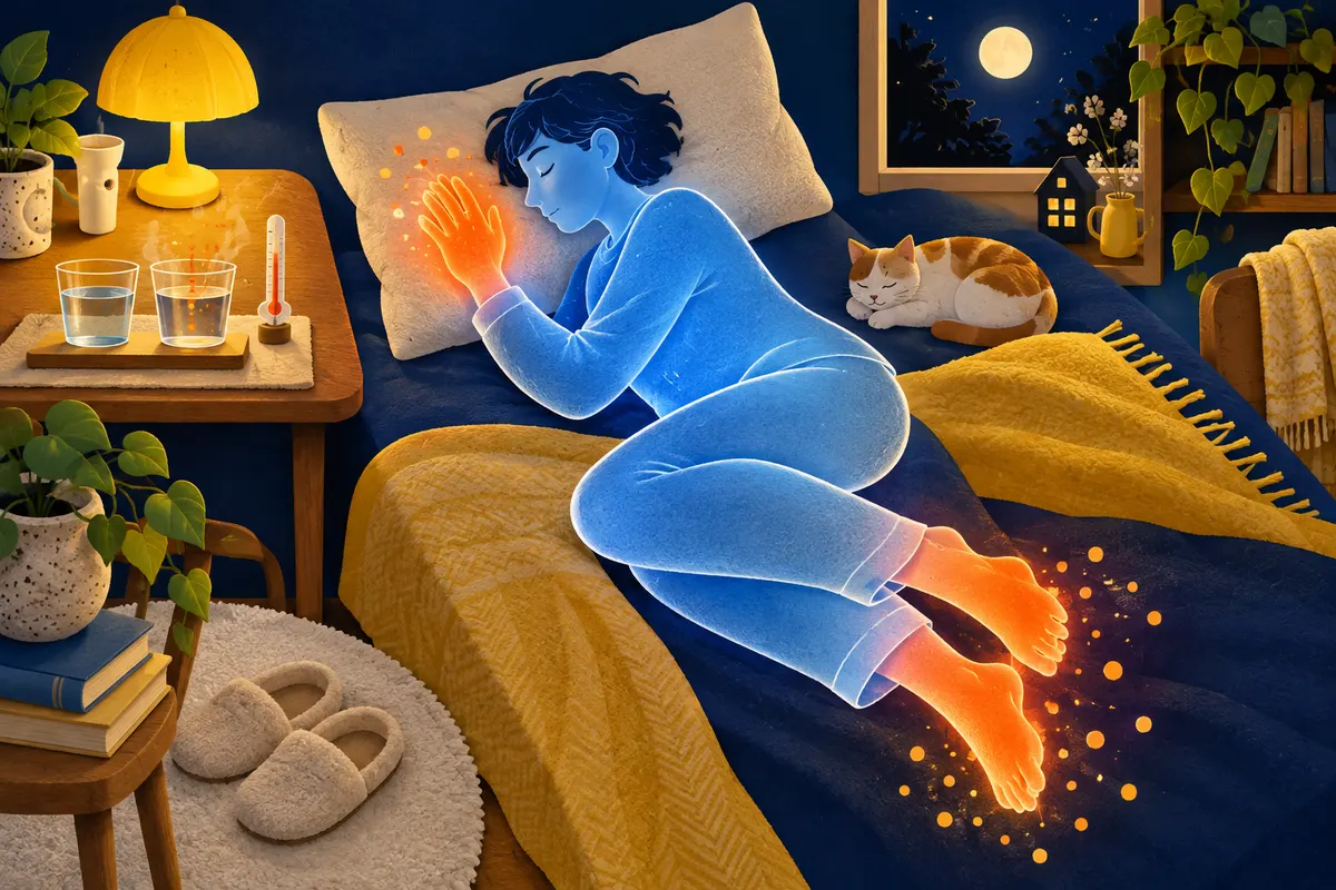 眠る前、体は手や足の血管を広げて熱を逃がし、体の芯の温度を下げていく